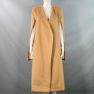 PORTS 1961 FW19 Size 4 Tan Camel Hair Textured Open Front Cape Coat